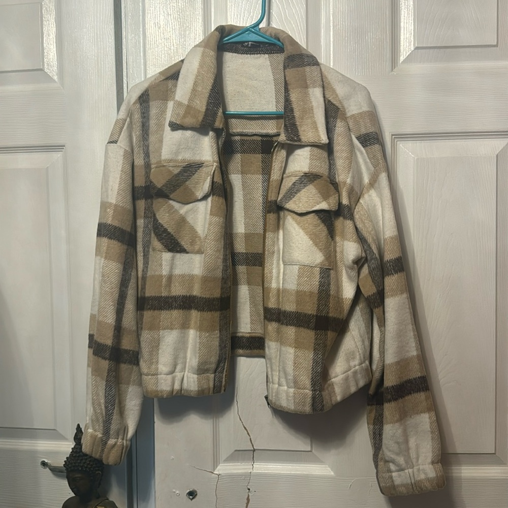 Flannel Crop Top Coat